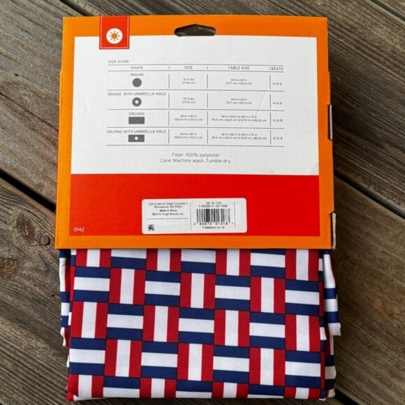 NEW NWT Target Red White Blue Plaid Round 70 Inch Diameter Fabric Tablecloth - Picture 4 of 7